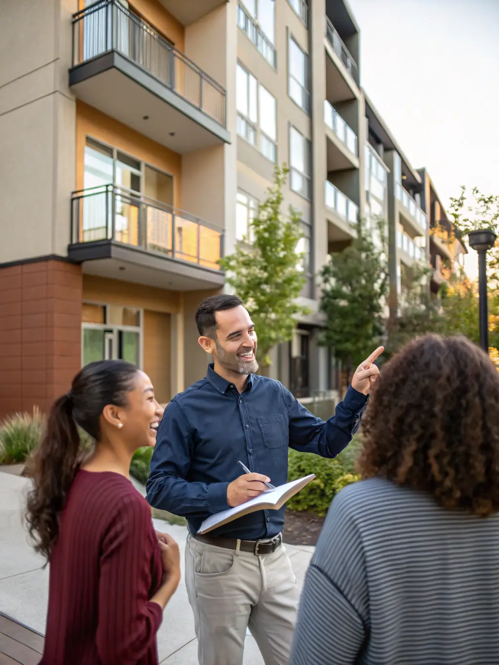 A friendly property manager interacting with a resident, highlighting the personalized service and commitment to addressing individual needs and concerns.